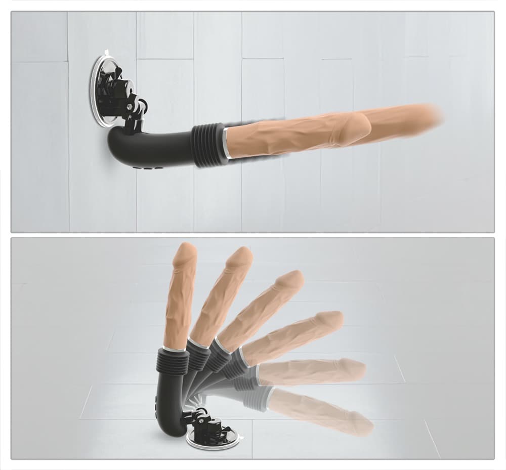 Stoßvibrator „RC Fucking Machine Flesh“ mit abnehmbarem Saugfuß