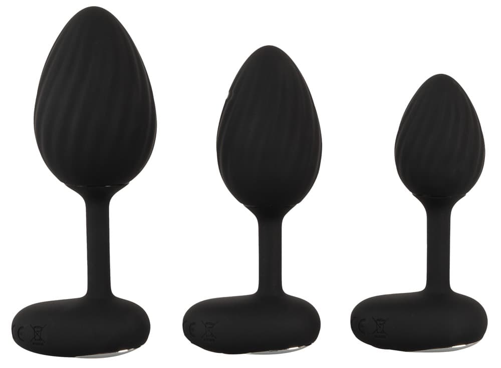 3-teiliges Analplug-Set mit Vibration