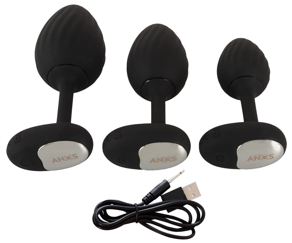 3-teiliges Analplug-Set mit Vibration