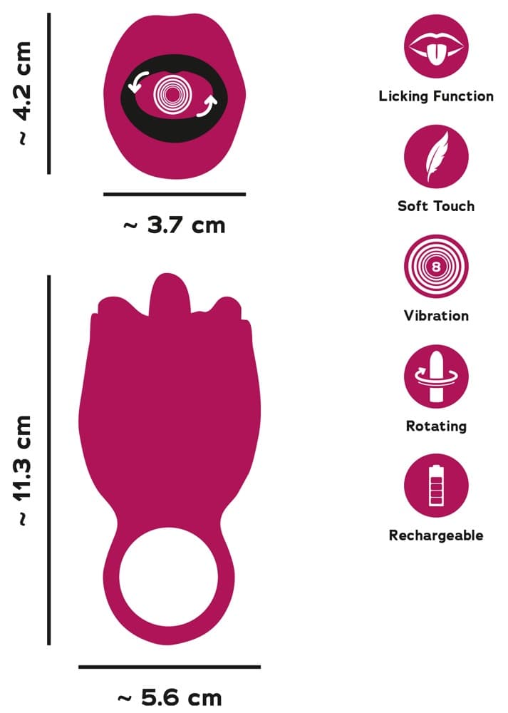 Auflegevibrator „Oral Fun“ mit vibrierender Leck-Zunge