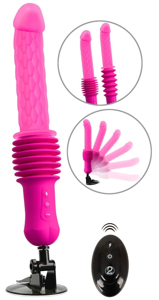 Stoßvibrator „RC Warming Fucking Machine“ mit abnehmbarem Saugfuß