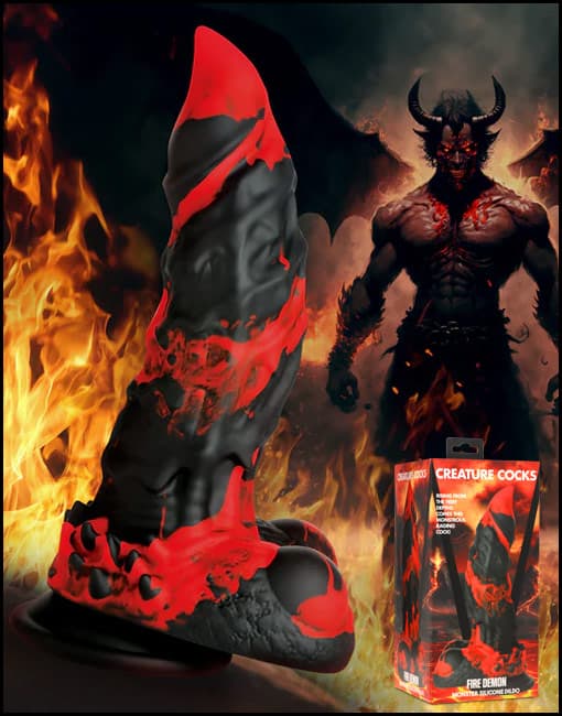 Creature Cocks Fire Demon Monster Silicone Dildo