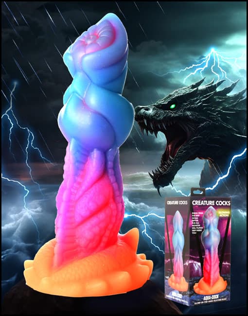 Creature Cocks Aqua-Cock Glow-in-the-Dark Silicone Dildo